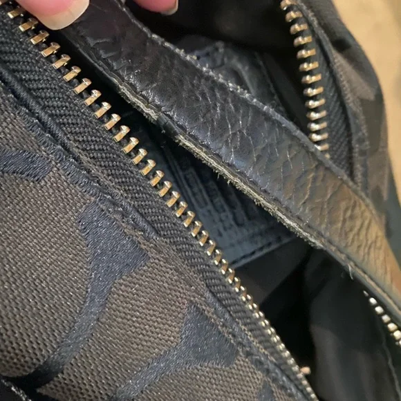 COACH  MONOGRAM CANVAS SHOULDER / CROSSBODY TOTE BAG BLACK - Picture 5 of 7